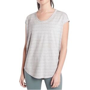 Athleta Cloudlight Stratus Tee Size L White Grey Stripe